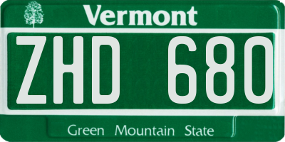 VT license plate ZHD680