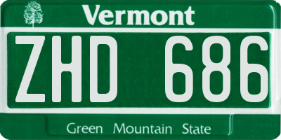 VT license plate ZHD686
