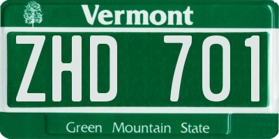 VT license plate ZHD701