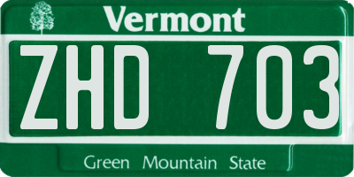 VT license plate ZHD703