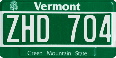 VT license plate ZHD704