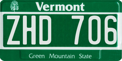 VT license plate ZHD706