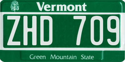 VT license plate ZHD709
