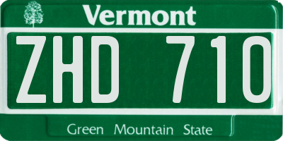 VT license plate ZHD710