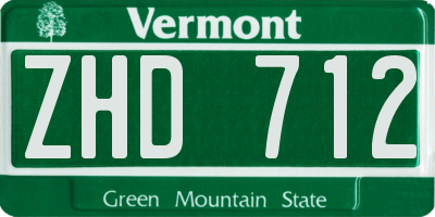 VT license plate ZHD712
