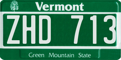 VT license plate ZHD713