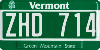 VT license plate ZHD714
