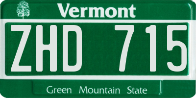 VT license plate ZHD715
