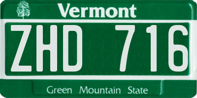 VT license plate ZHD716