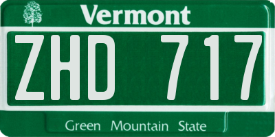 VT license plate ZHD717