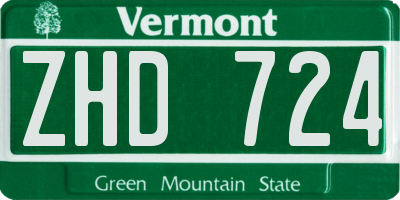 VT license plate ZHD724