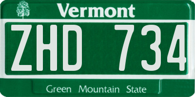 VT license plate ZHD734