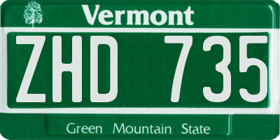 VT license plate ZHD735
