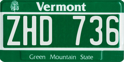 VT license plate ZHD736