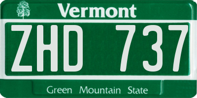 VT license plate ZHD737