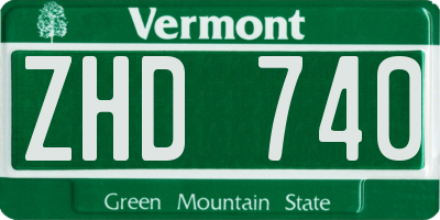 VT license plate ZHD740