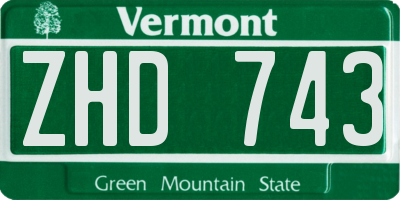 VT license plate ZHD743