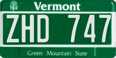 VT license plate ZHD747
