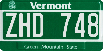 VT license plate ZHD748