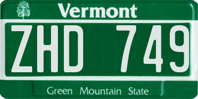 VT license plate ZHD749