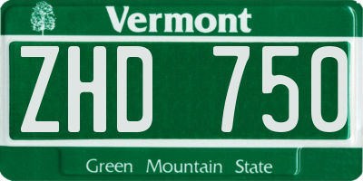 VT license plate ZHD750
