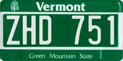 VT license plate ZHD751