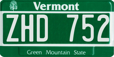 VT license plate ZHD752