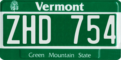 VT license plate ZHD754