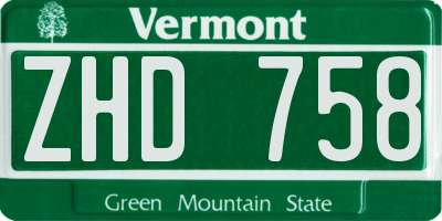 VT license plate ZHD758