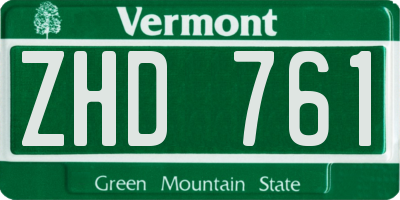 VT license plate ZHD761