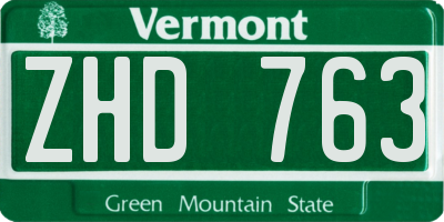 VT license plate ZHD763