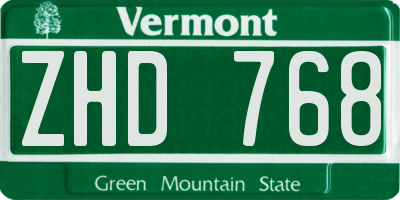 VT license plate ZHD768
