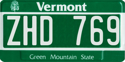 VT license plate ZHD769