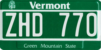 VT license plate ZHD770