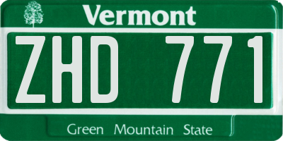 VT license plate ZHD771
