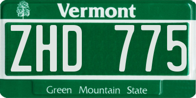 VT license plate ZHD775