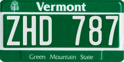 VT license plate ZHD787