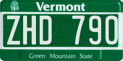VT license plate ZHD790