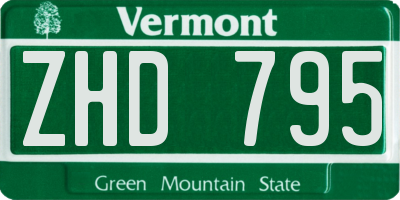VT license plate ZHD795