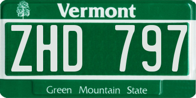 VT license plate ZHD797