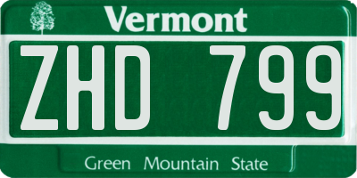VT license plate ZHD799
