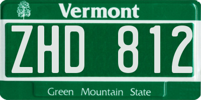 VT license plate ZHD812