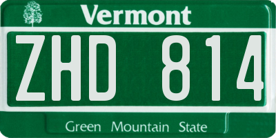VT license plate ZHD814
