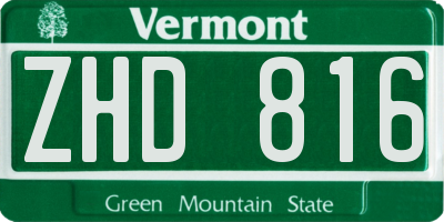 VT license plate ZHD816