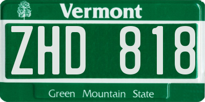 VT license plate ZHD818