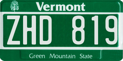 VT license plate ZHD819