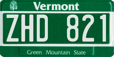 VT license plate ZHD821