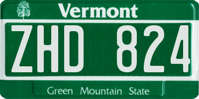 VT license plate ZHD824