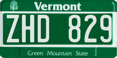 VT license plate ZHD829