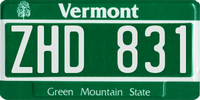 VT license plate ZHD831